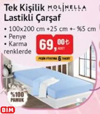 MOLİNELLA TEK KİŞİLİK  LASTİKLİ ÇARŞAF